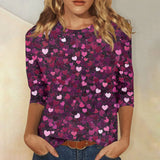 Heart Print Long Sleeve Top For Women