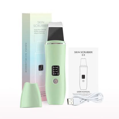 Ultrasonic skin scrubber facial cleanser