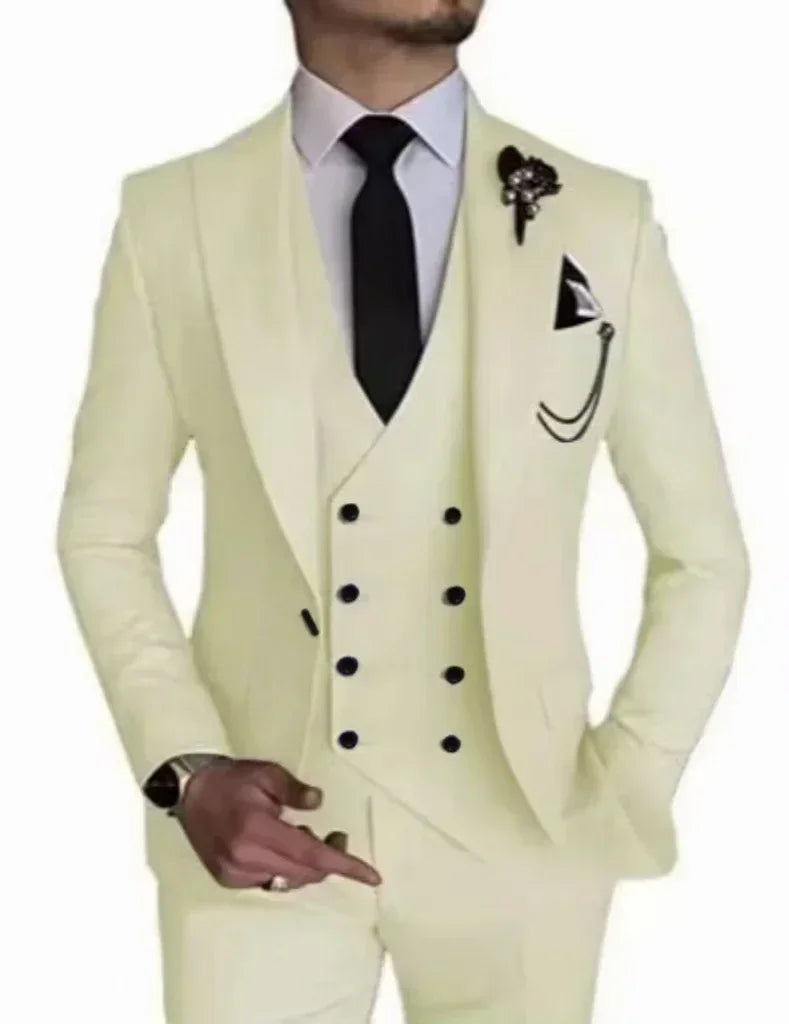 Men's peak lapel business 3piece blazer