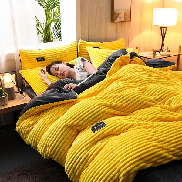 Coral Fleece Winter Warm Bedding Set