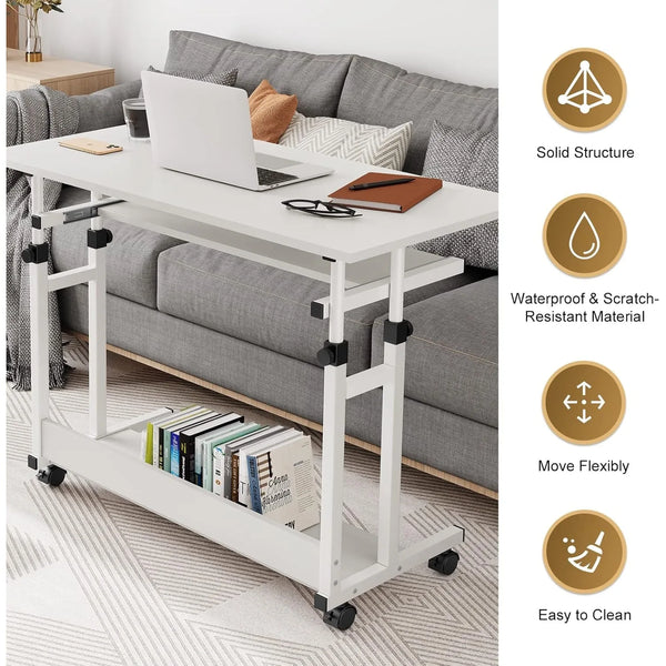 Portable Office Desk with Movable Wheels
