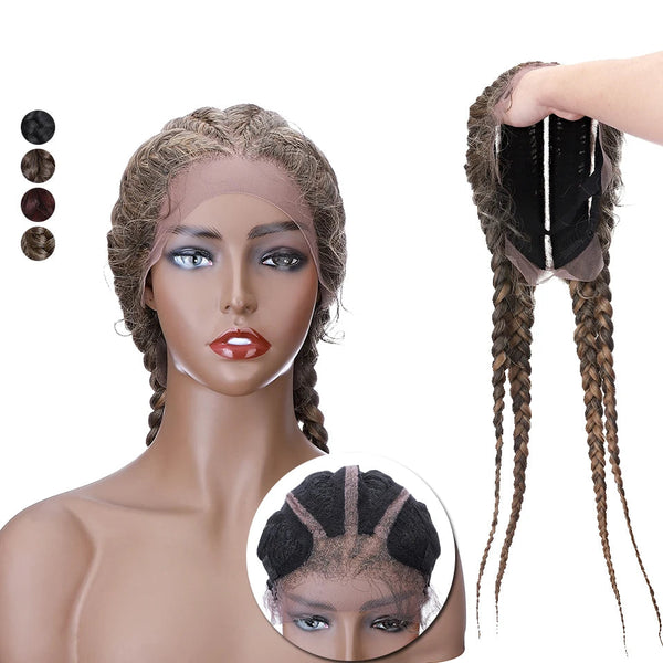 Synthetic 27inches Dutch Braids Wig With Baby Hair