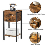 Bedside Table With 2 Drawers And Storage Shelf