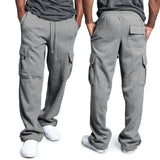 Straight Fit Drawstring Long Multi-pocket Pants