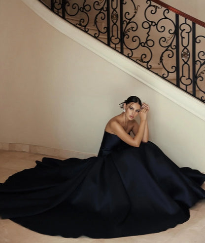 Elegant strapless a-line party evening dress