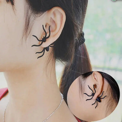 3D Horror Personality Black Spider Halloween Earrings