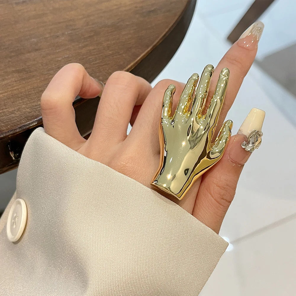 Minimalist Hand - Shaped Statement Ring