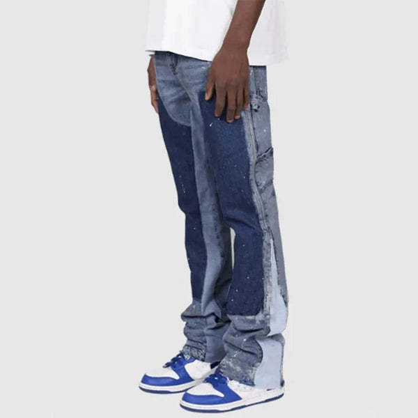 Men's Painting Patch Baggy Stacked Jeans