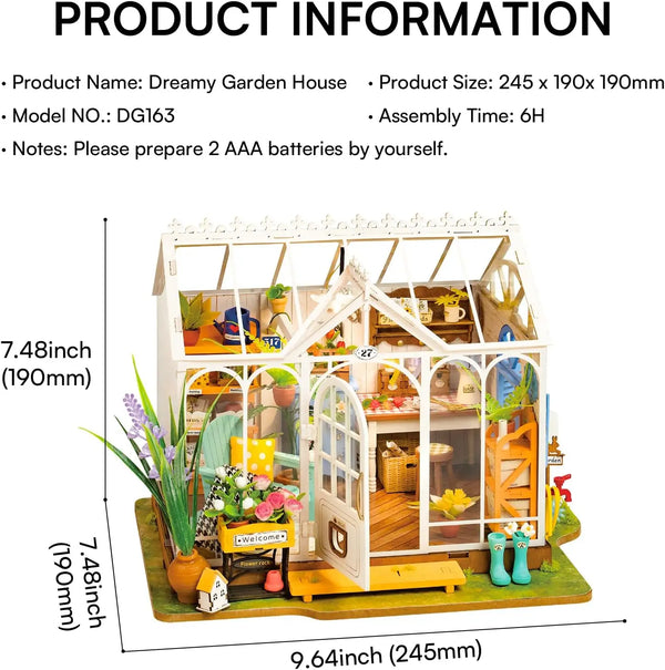 Rolife Dreamy Garden House 3D Puzzle DIY Miniature Dollhouse Kit