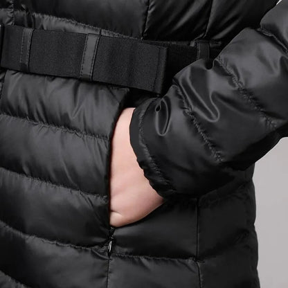 Winter cold proof warm mid-length hooded coat