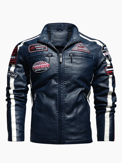 Men's pu leather motorcycle racing jacket