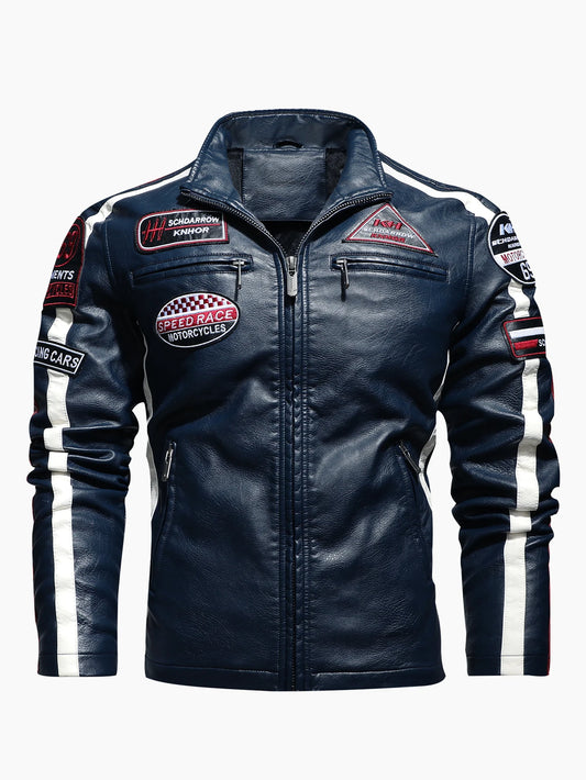 Men's pu leather motorcycle racing jacket