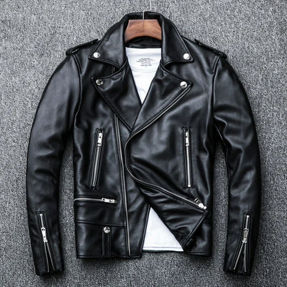 Genuine leather slim fit jacket