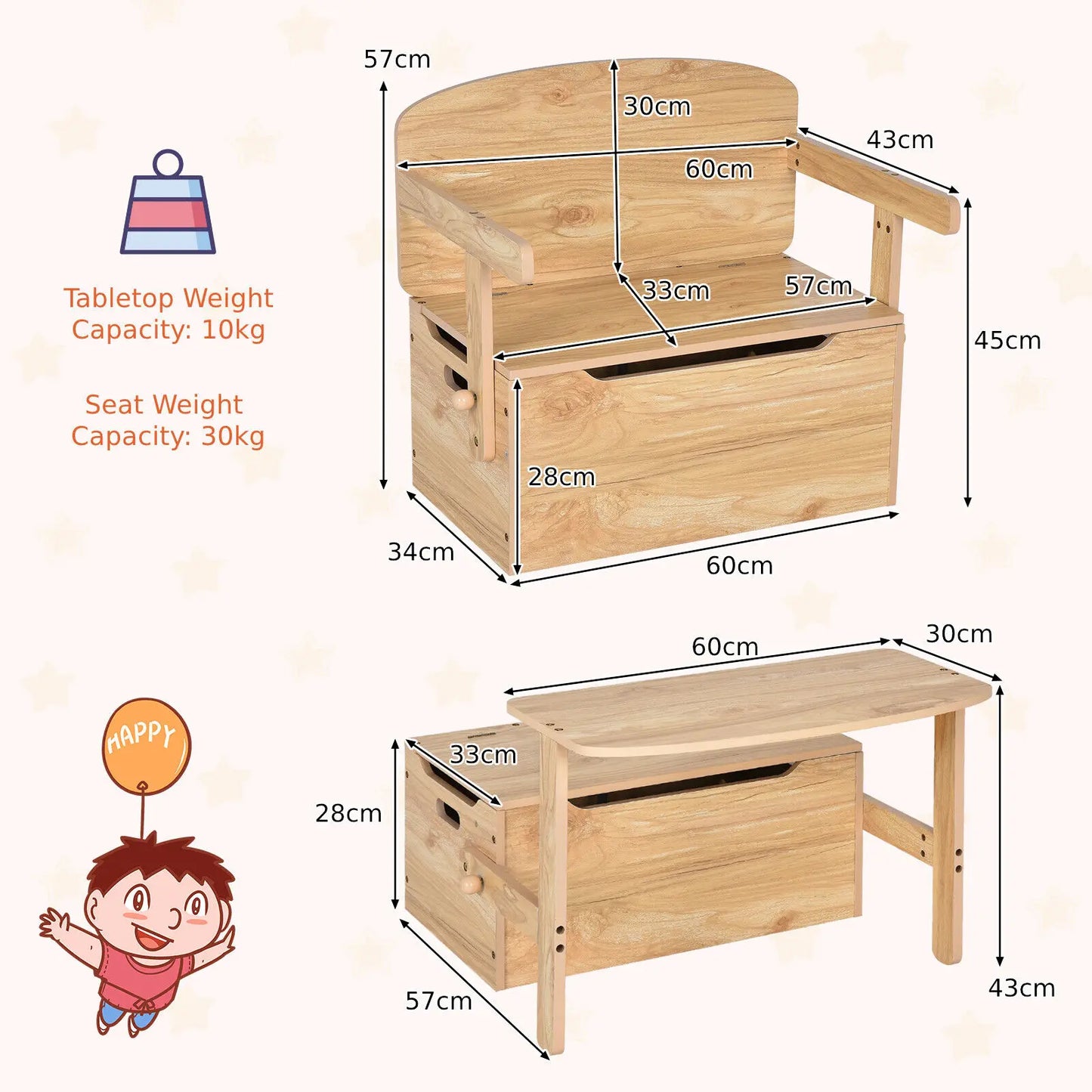 Activity 3-in-1 desk and chair set with toy storage