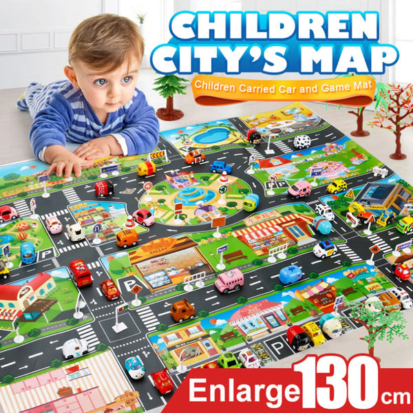 Rugs Town Road Map City Cars Play Mat