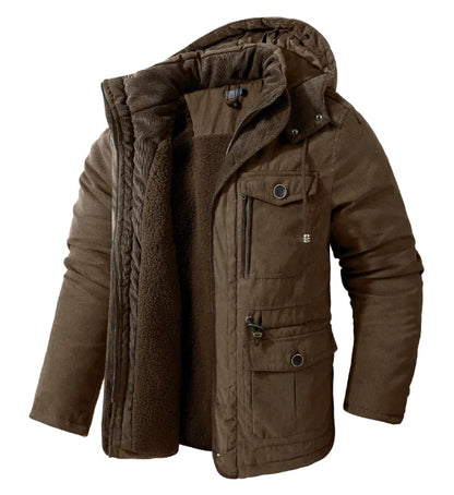Lamb wool hooded cotton jacket