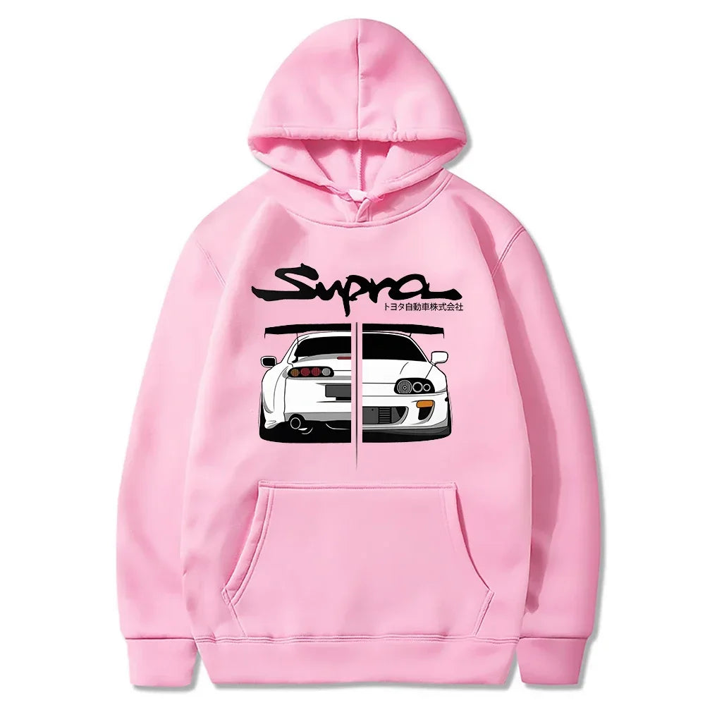 Manga print loose long sleeve hoodie