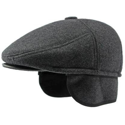 5 panels beret hat with ear flaps