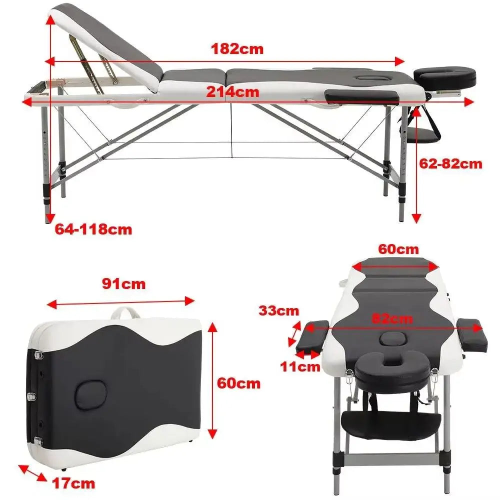 Leather upholstered adjustable massage bed