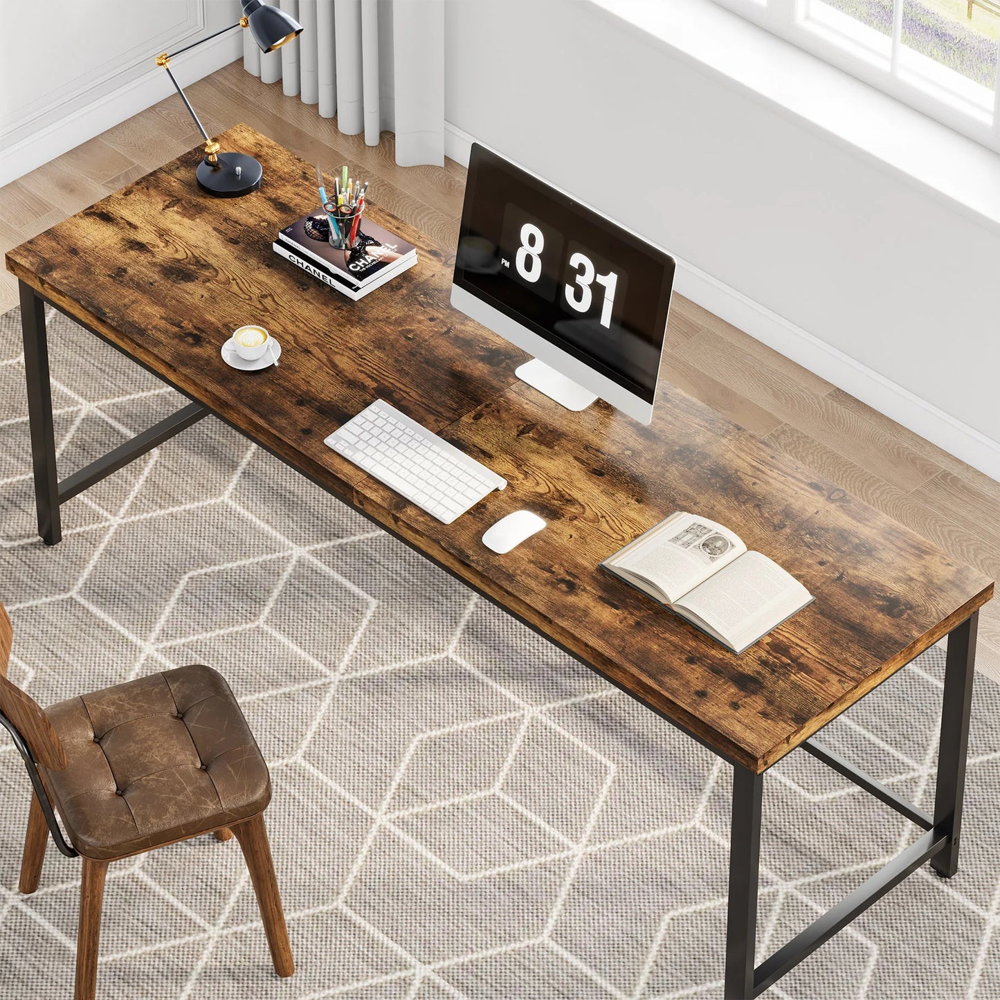Large office double computer desk