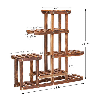 Indoor outdoor wood plant shelves