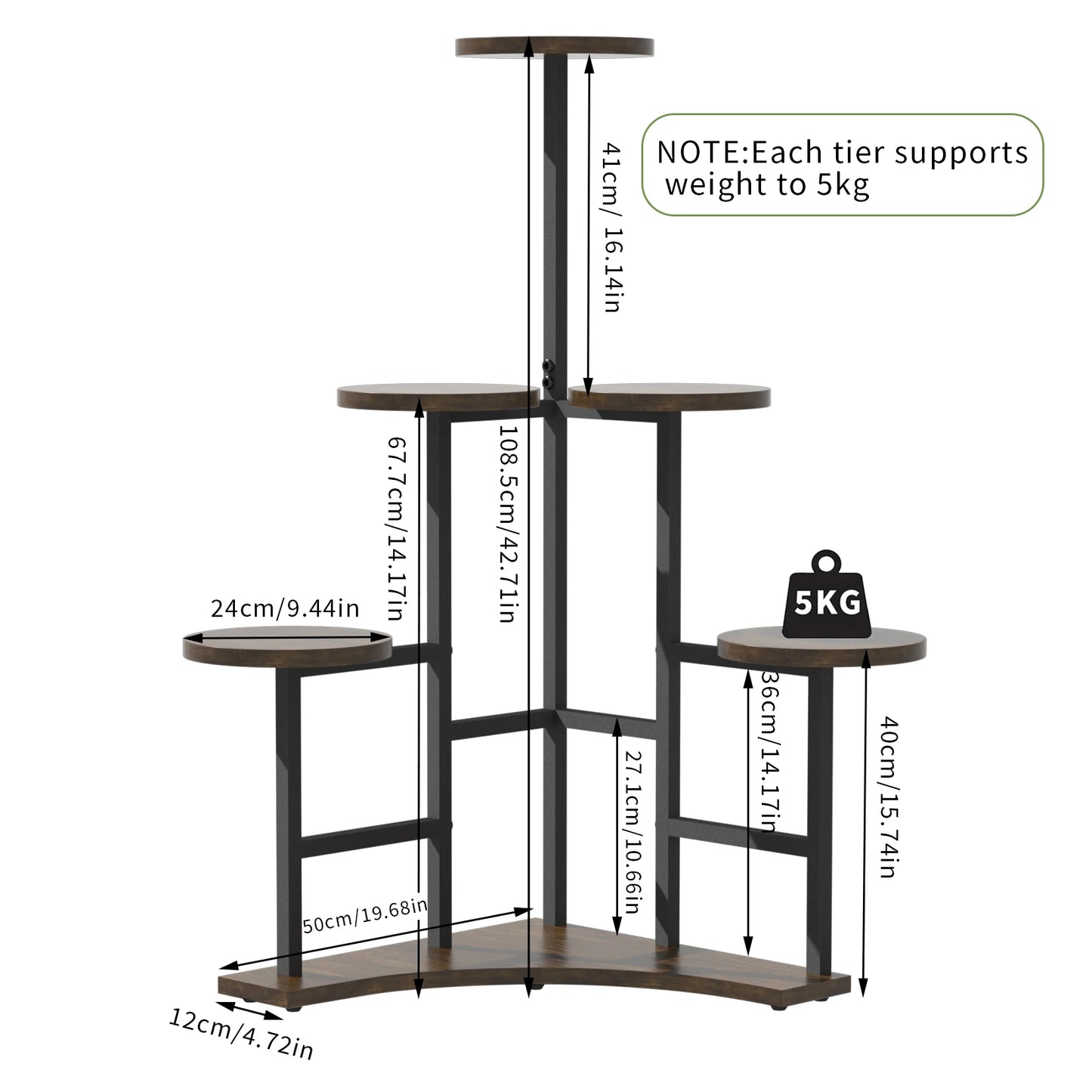 5 tiered corner plant stand