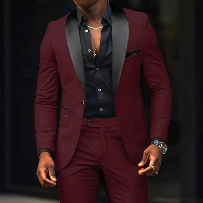 Casual 2 piece men's wedding suits