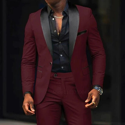 Casual 2 piece men's wedding suits