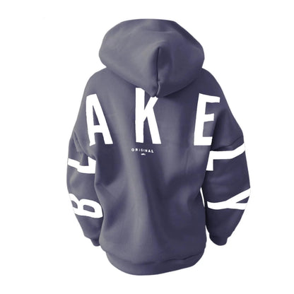 Women's letter printed long sleeved hooded pullover