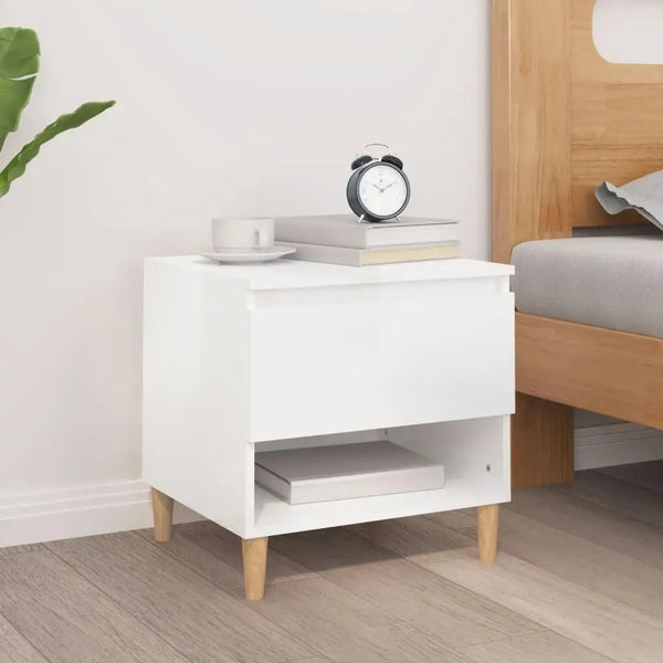 Modern High Gloss White Bedside Table