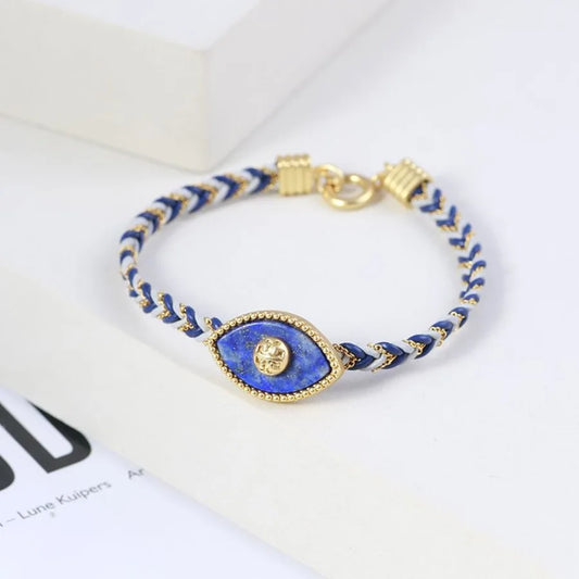 Inlaid Stone Pendant Colorful Braided Bracelet