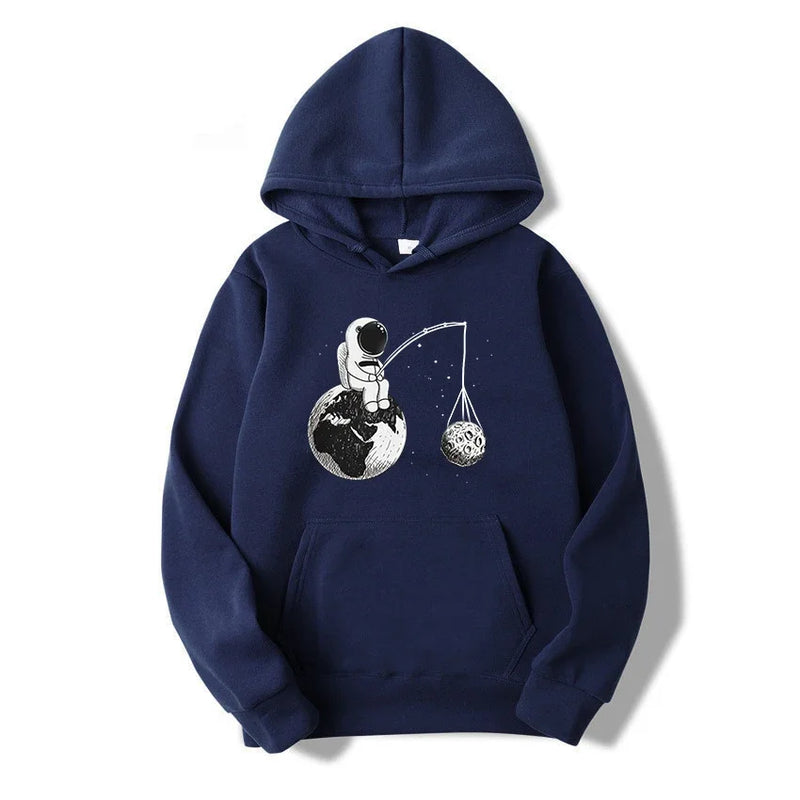 Cartoon Astronaut Print Fashion Hoodies