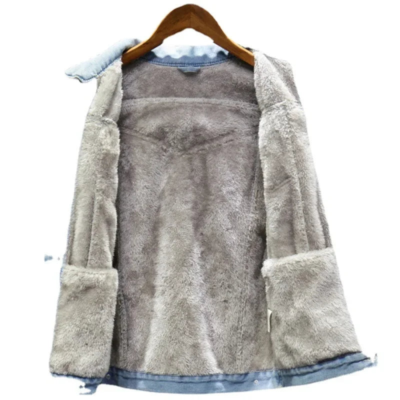 Down collar single breasted loose jacket