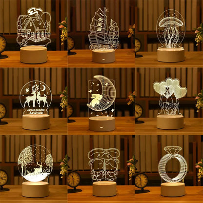 3d acrylic usb led night lights