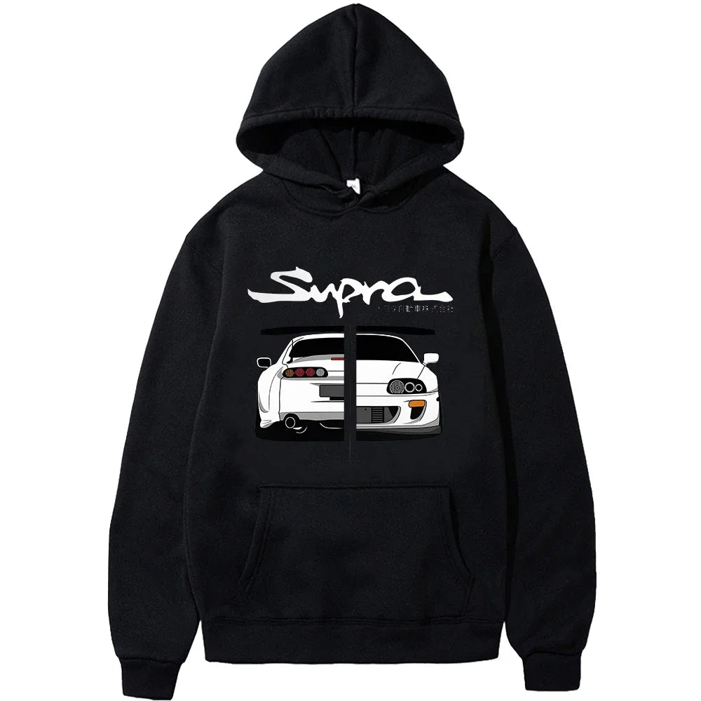 Manga print loose long sleeve hoodie