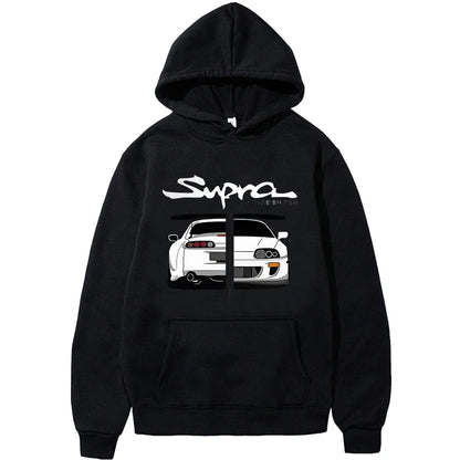 Manga print loose long sleeve hoodie