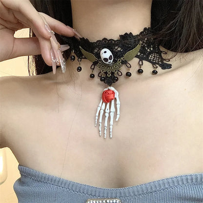 Retro Exaggerated Long Tassel Halloween Jewelry Set
