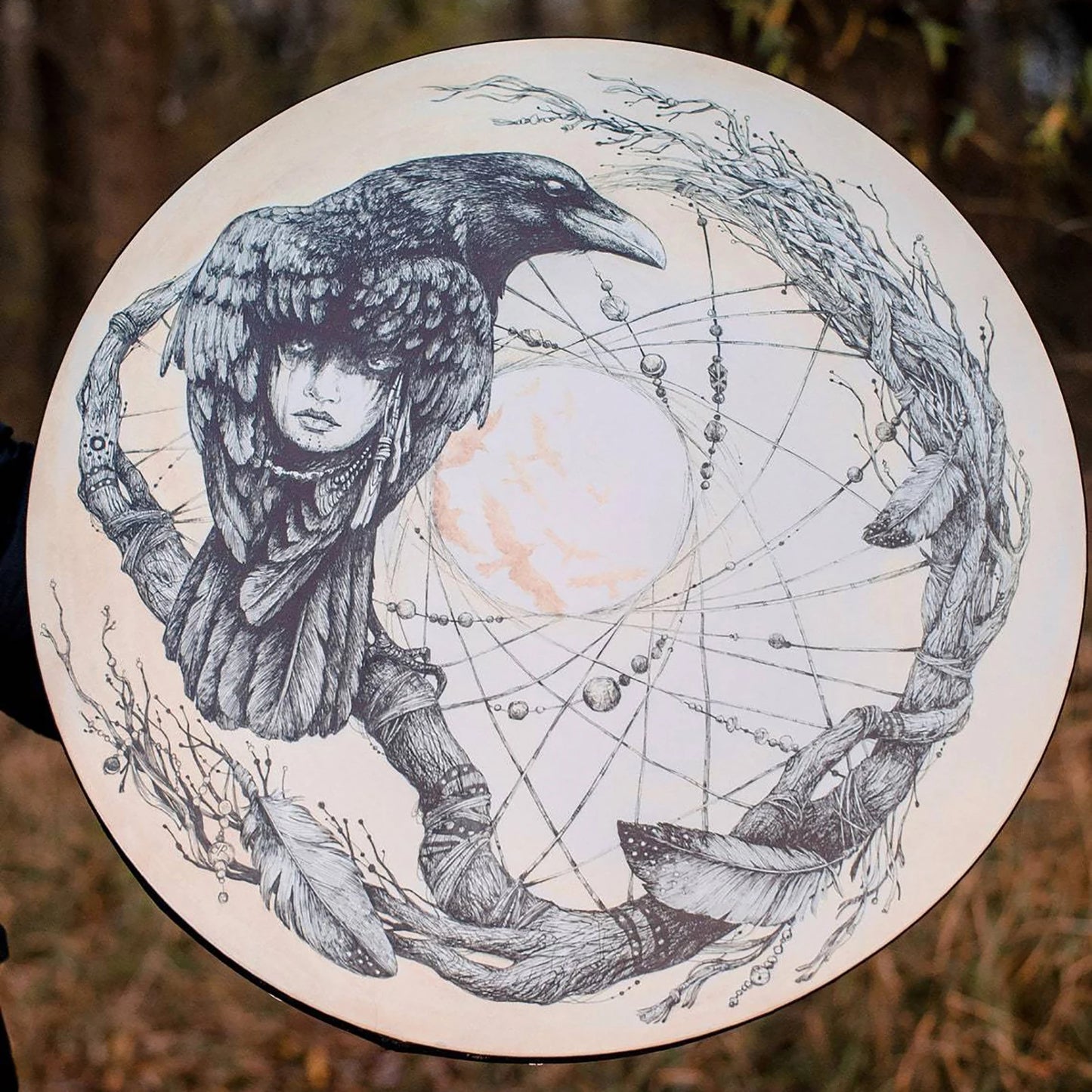 Shaman hand drum with rope