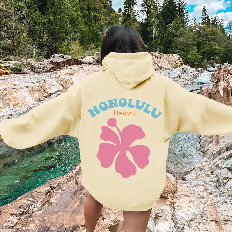 Women's Fleece Hooded Flower Embroidered Sweatshirt