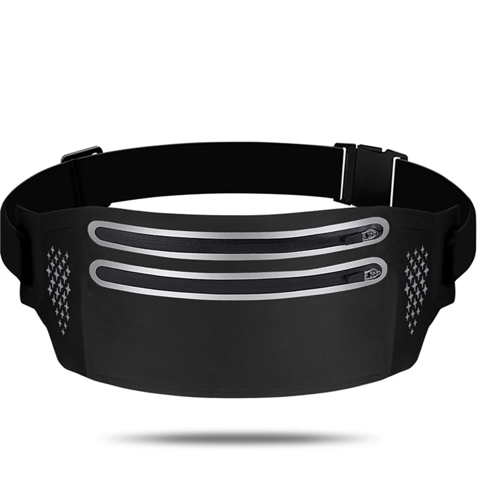Double zipper pocket sports belt pouch