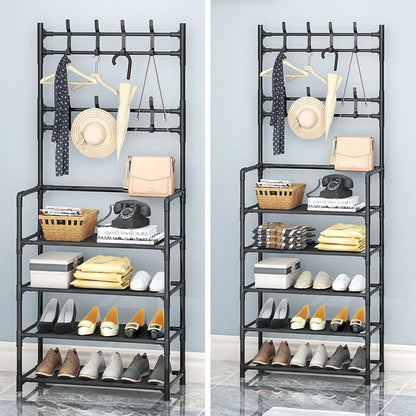 Multi-layer shoe rack doorway organizer