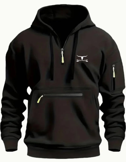 Zipper design solid color hoodie top
