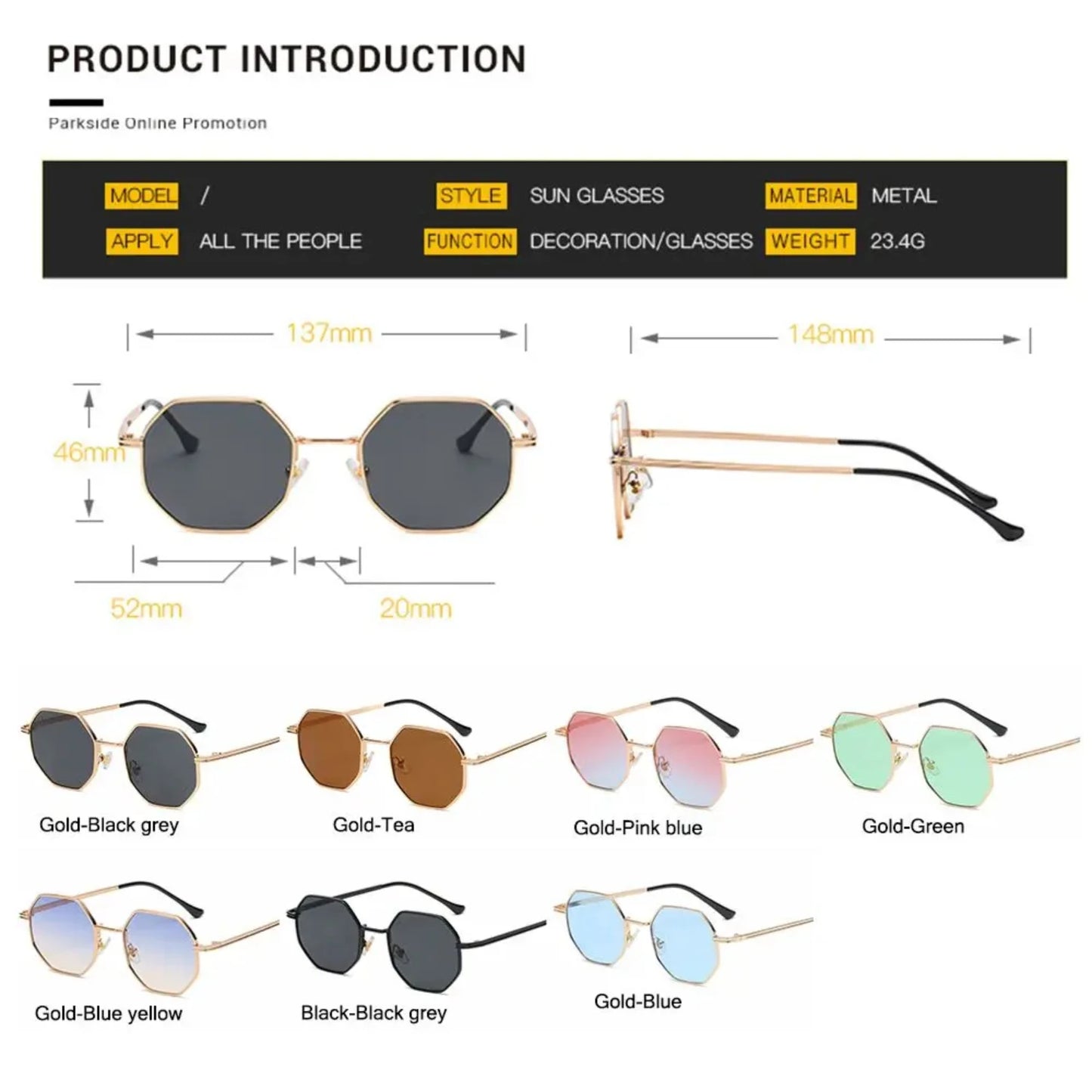Vintage metal uv protection sunglasses