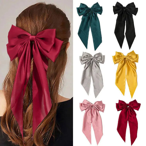 Large Bow Ribbon Barrettes Steel Hairpin