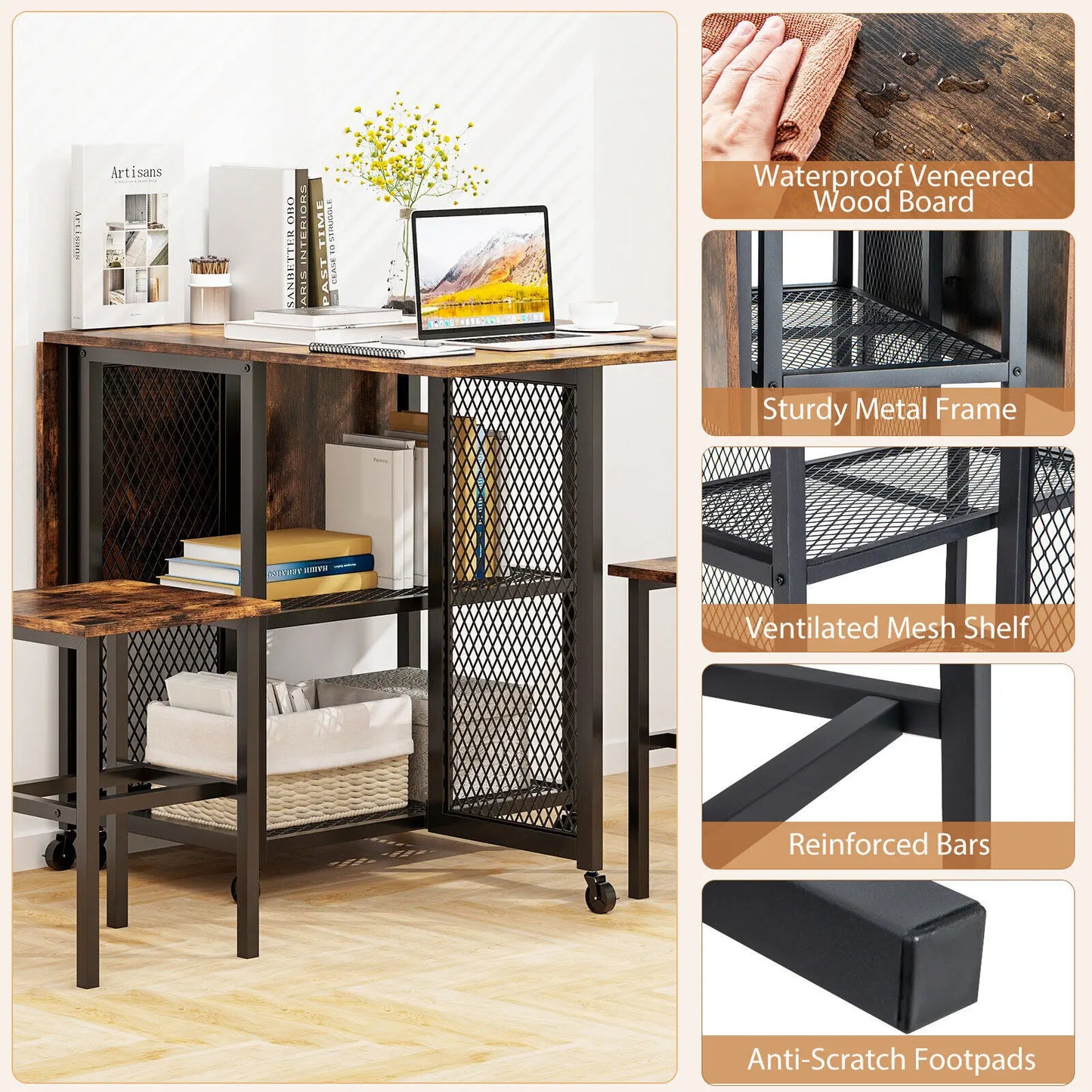 Foldable dining table set