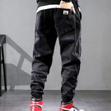 Loose Denim Drawstring Waist Harem Pants