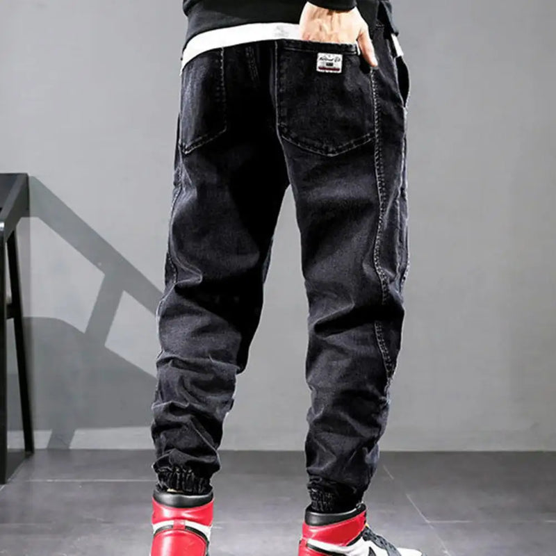 Loose Denim Drawstring Waist Harem Pants