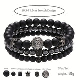 Set of 3 Beaded Elastic Bracelet