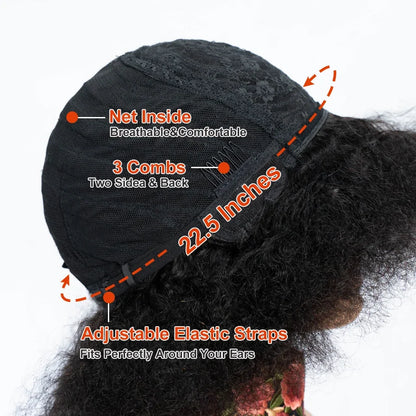 Afro kinky curly human hair wigs with bangs