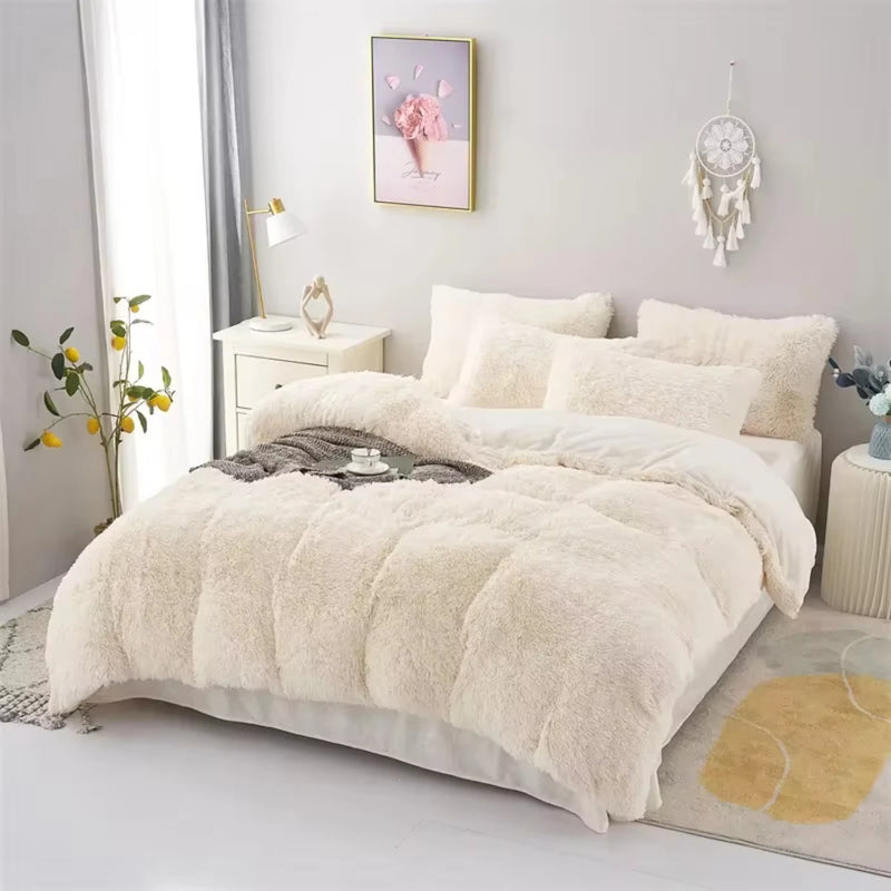 Warm and Cozy Plush Three-Piece Bedding Set